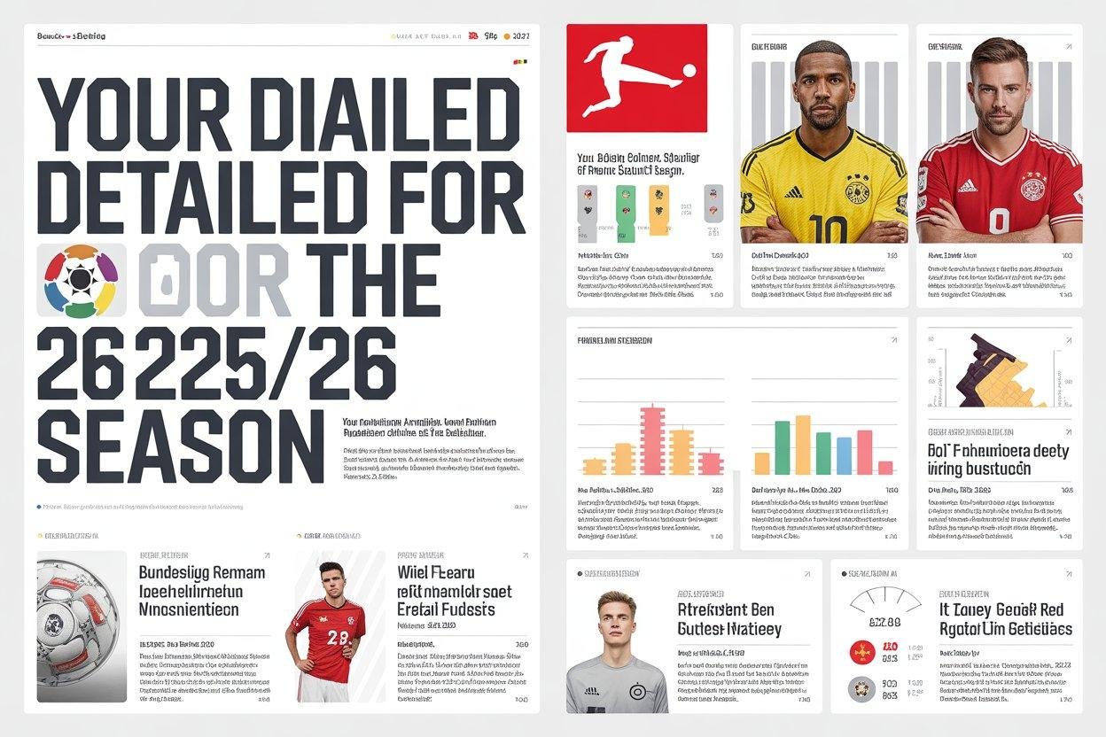 Bundesliga statistics themed feature image with a sporty magazine-style look