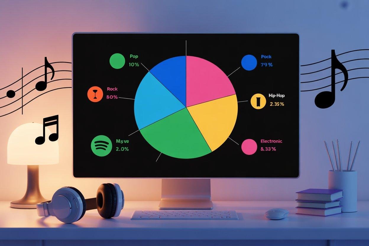 Vibrant infographic style illustration related to Spotify Pie music visualization